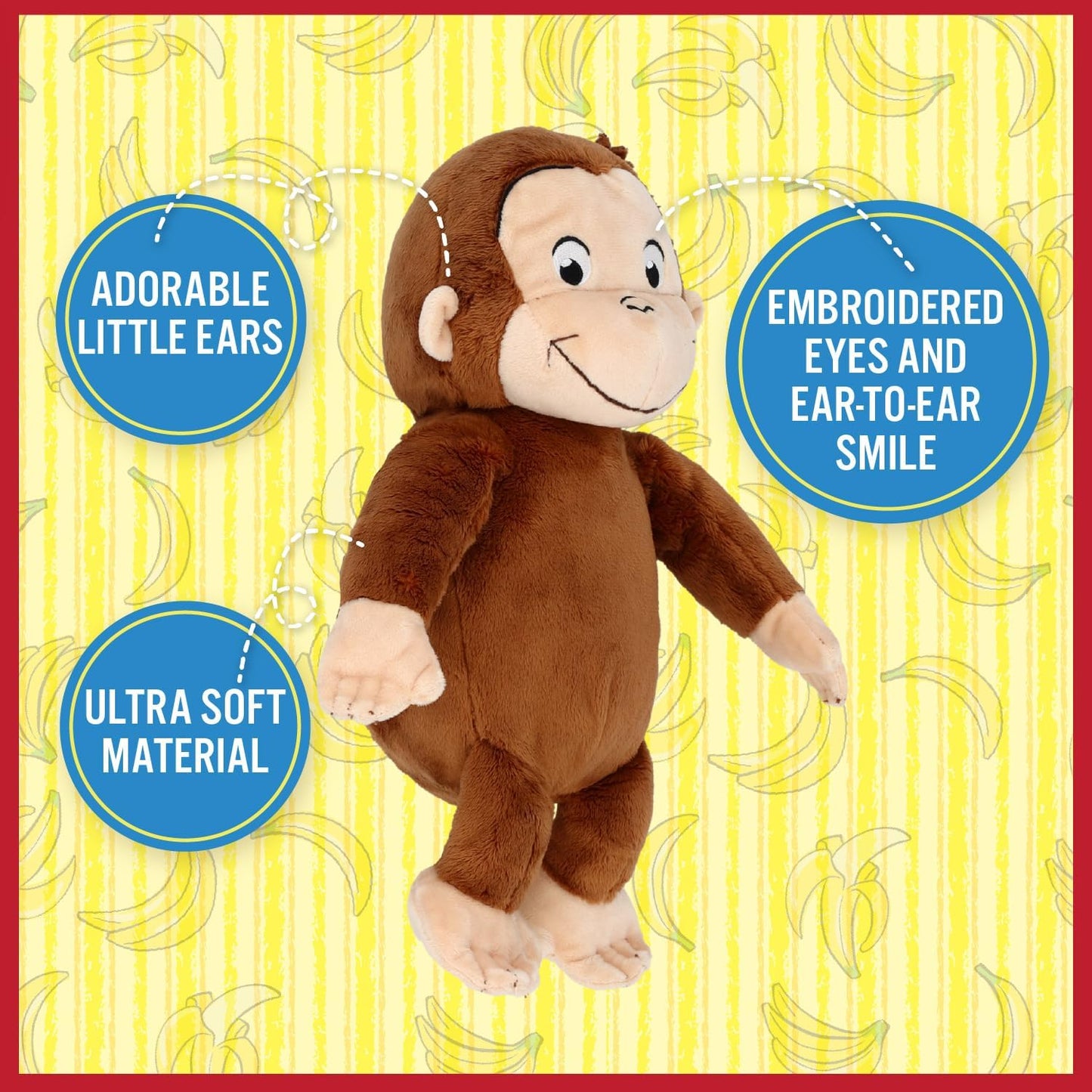 Curious George Monkey Stuffed Animal Plush Toys Soft Cutest Cuddle Plushie Gifts for Baby and Toddler Boys and Girls - 8 Inches