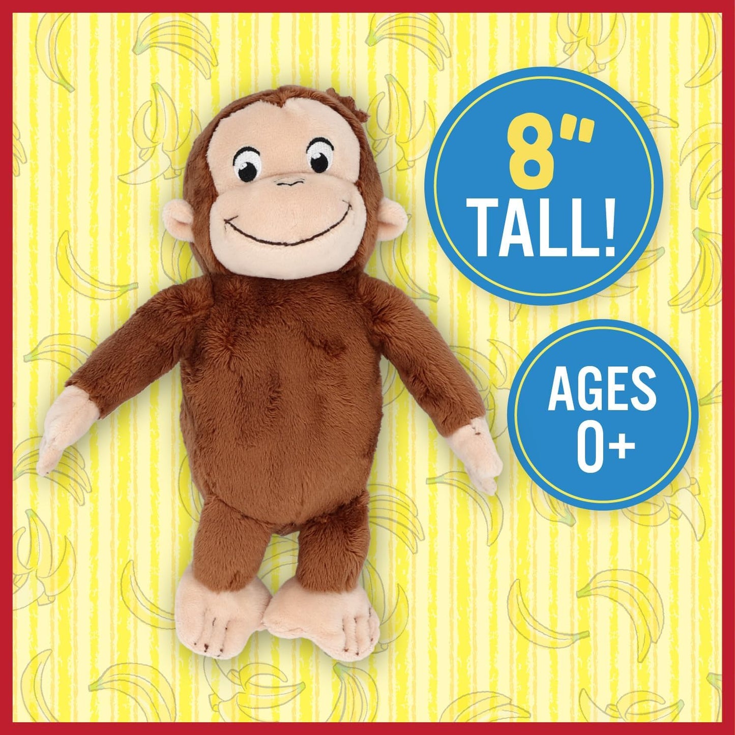 Curious George Monkey Stuffed Animal Plush Toys Soft Cutest Cuddle Plushie Gifts for Baby and Toddler Boys and Girls - 8 Inches