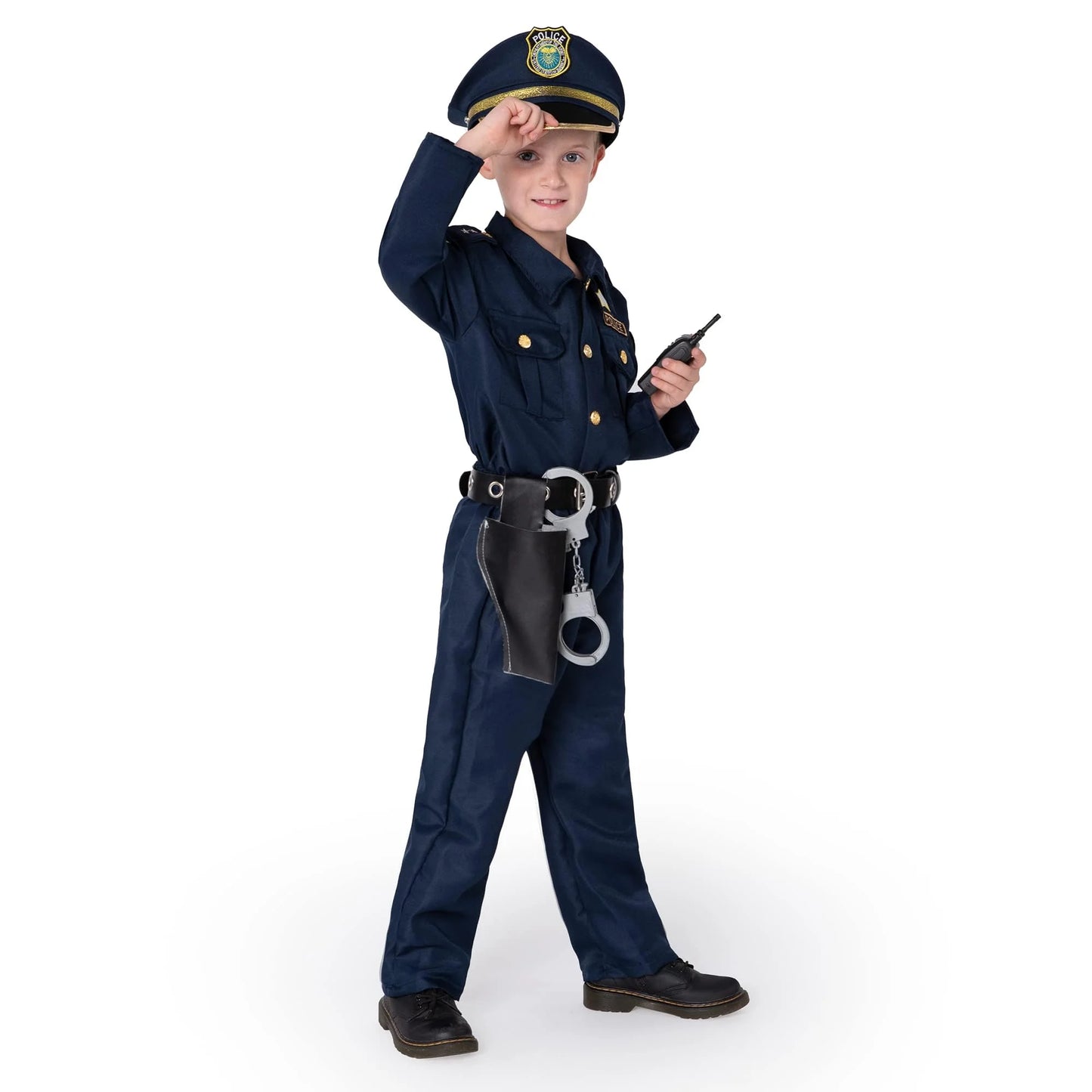 Police Officer Costume Set for Boys, Police Man Pretend Kit Halloween Costume Cosplay for Toddler Kids 3-10 Years