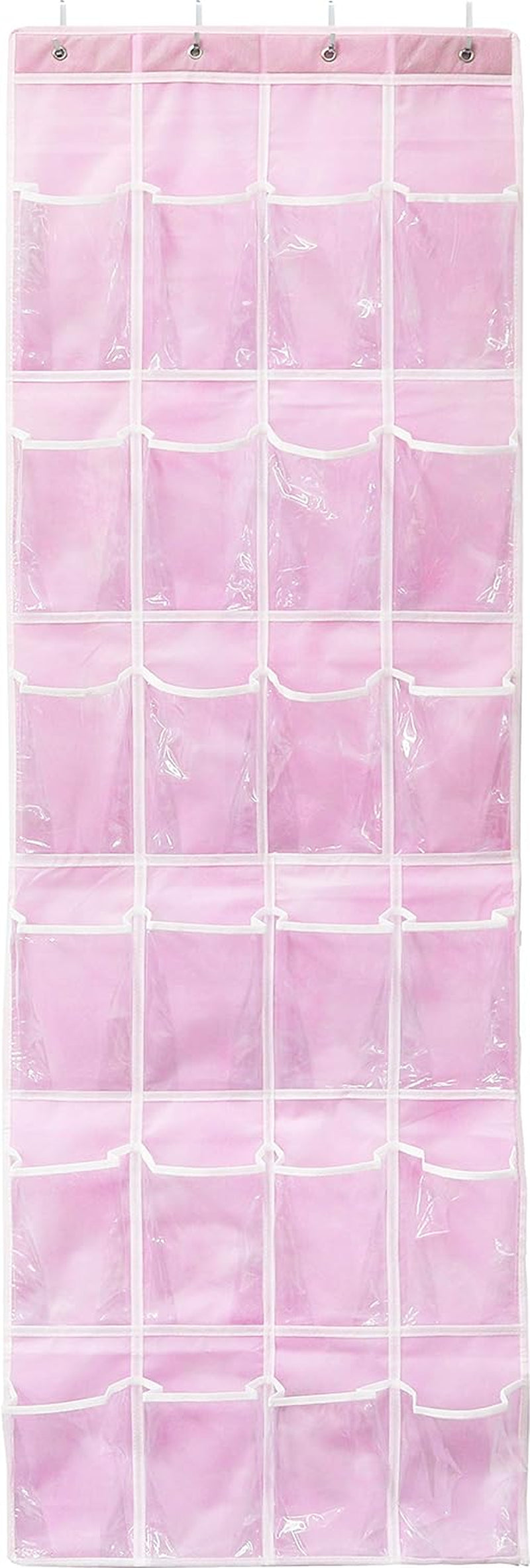 24 Pockets - Crystal Clear over the Door Hanging Shoe Organizer, Pink