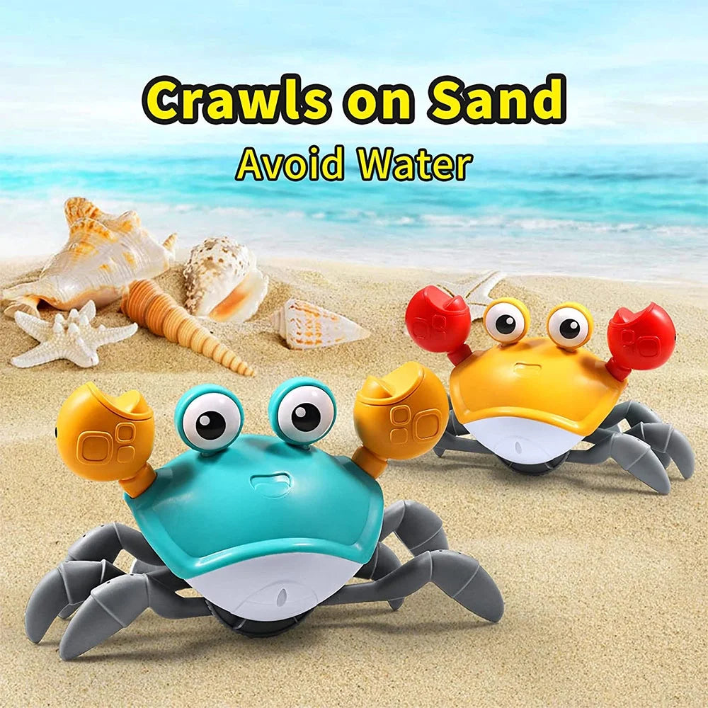 Sensing Crawling Crab Tummy Time Baby Toys  Interactive Walking Dancing Toy with Music Sounds & Lights Infant Fun Birthday Gift Toddler Boy Girl Usb Charging Cable Included Blue