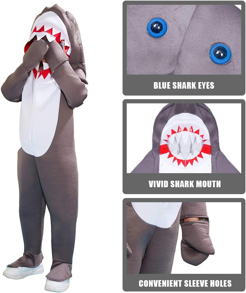 Boys Shark Costume Kids Onesie Pajamas Halloween Sea Animal Suit Onesie