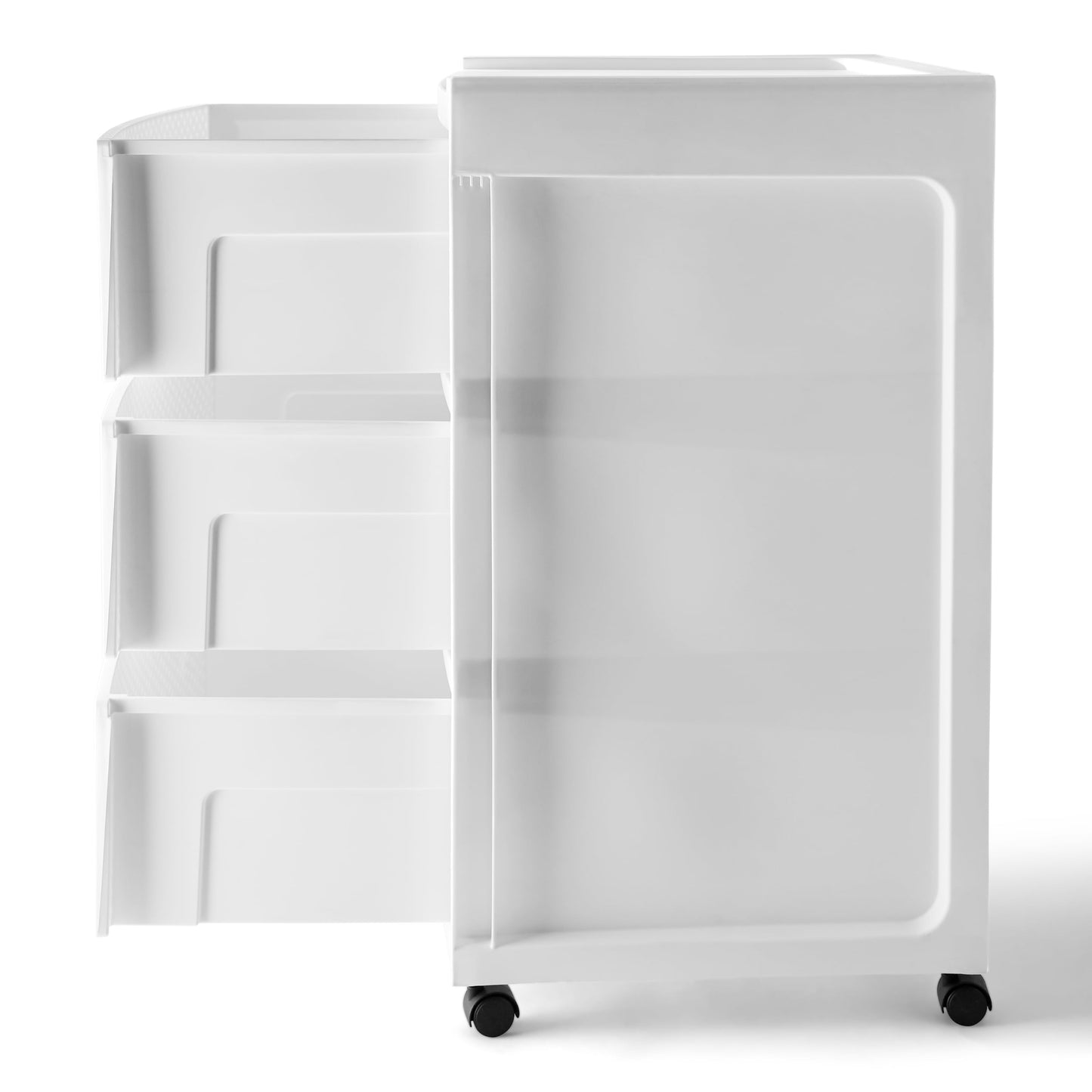 3 Drawer Wide Diamond Arctic White Plastic Storage Cart