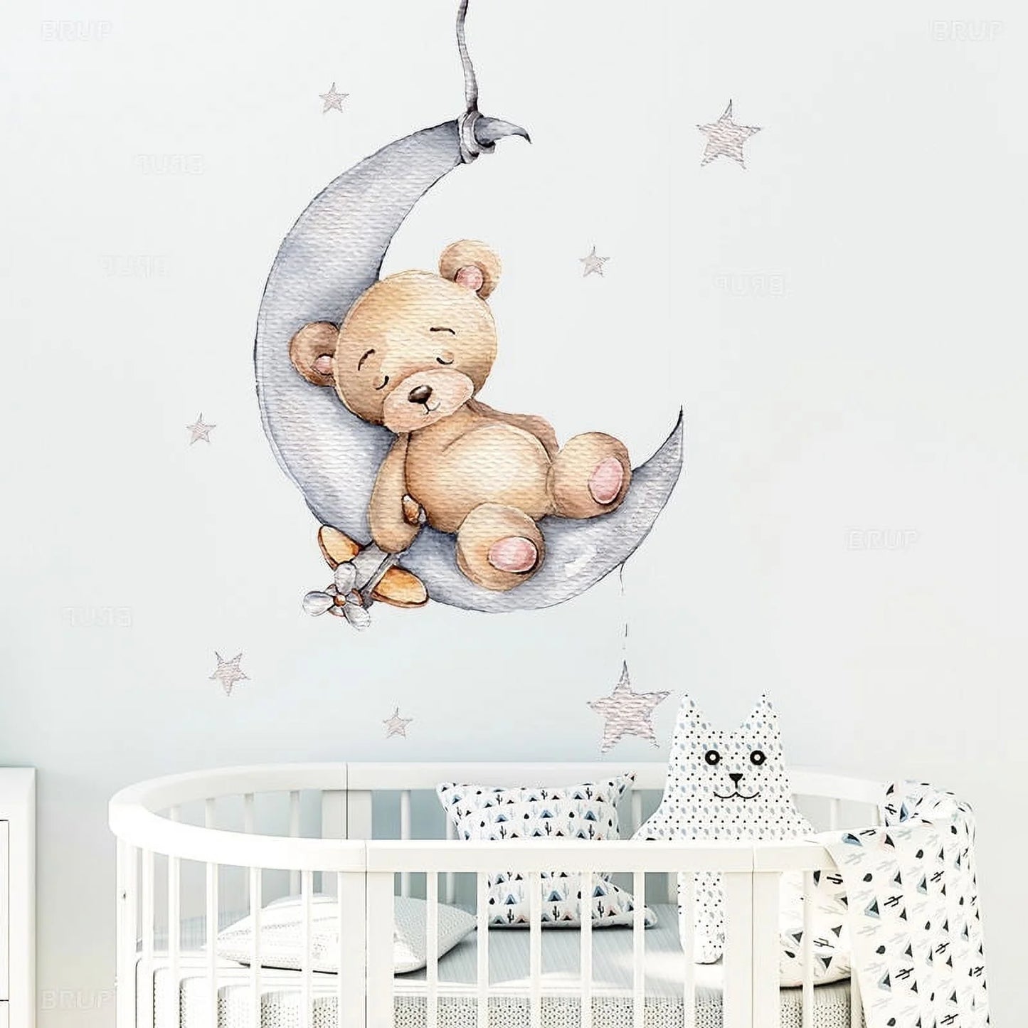 Good Night Baby Elephant and Giraffe Wall Stickers for Kids Baby Room Decorative Wall Decal