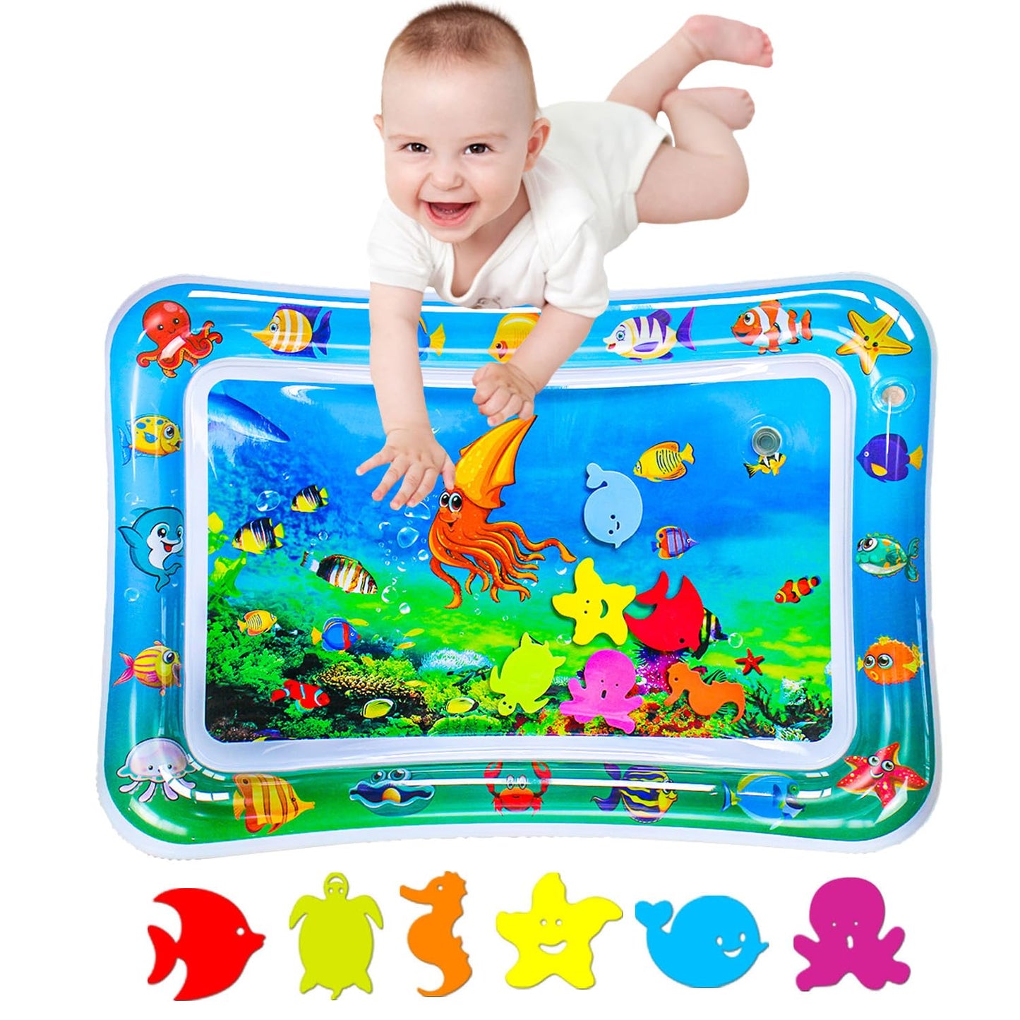 Water Mat Infant Toys, Water Mat Baby, Inflatable Play Mat Water Mat Baby Toys, Fun Early Development Activity Play Center for Newborn (27.5 X 20 In)