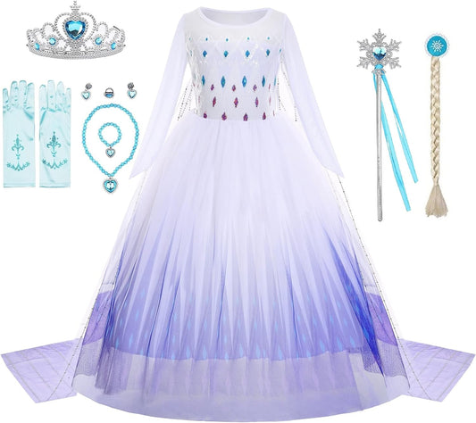 Frozen Princess Dress up Costume Clothes for Little Girls Outfit with Accessories Birthday Party Cosplay